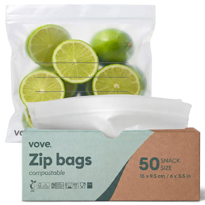 Vove Compostable Storage Zip Bags 140 Count Variety Pack, Plant-Based
