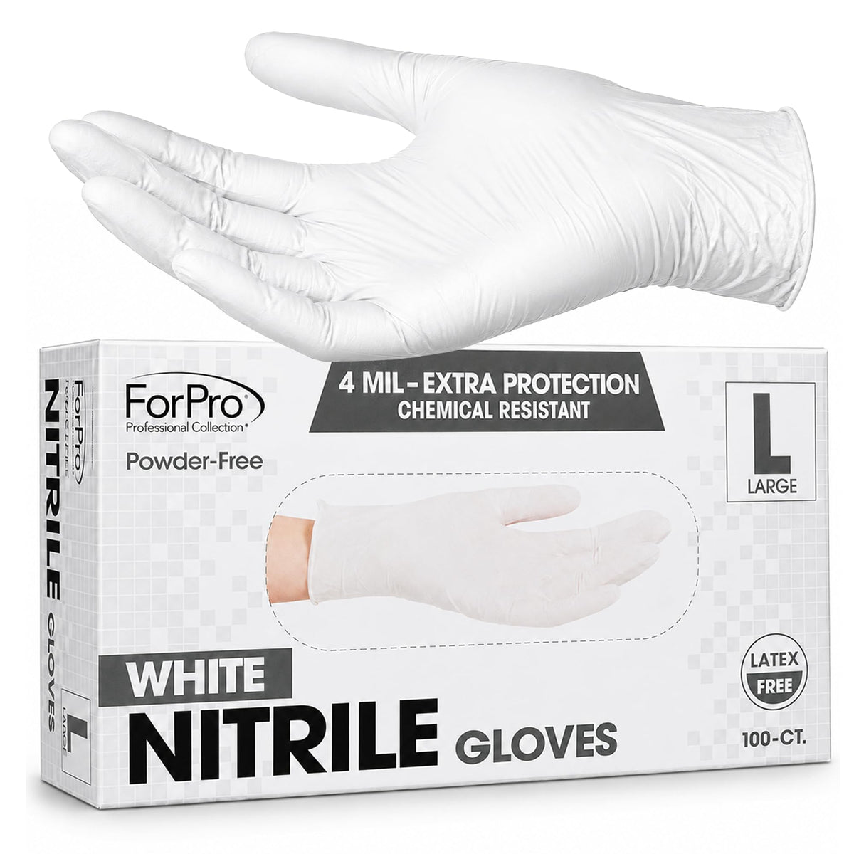 ForPro Disposable Nitrile Gloves, Chemical Resistant, Powder-Free, Latex-Free, Non-Sterile, Food Safe, 4 Mil