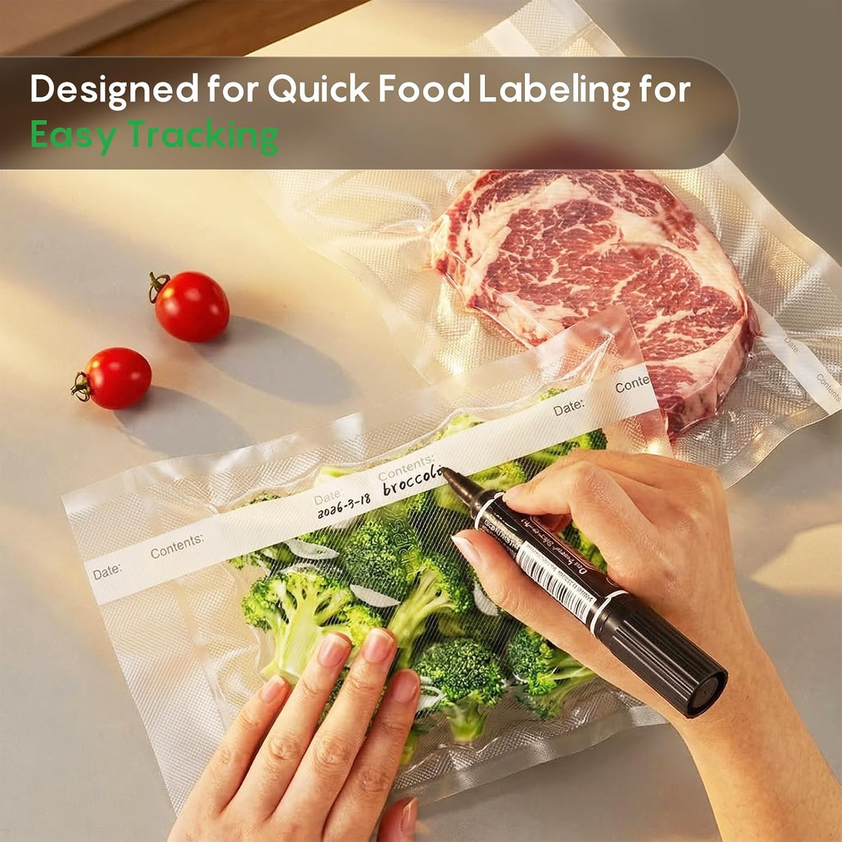 FRESKO Vacuum Sealer Bags, Precut Food Storage Bags, 200 Quart, 8"x12"