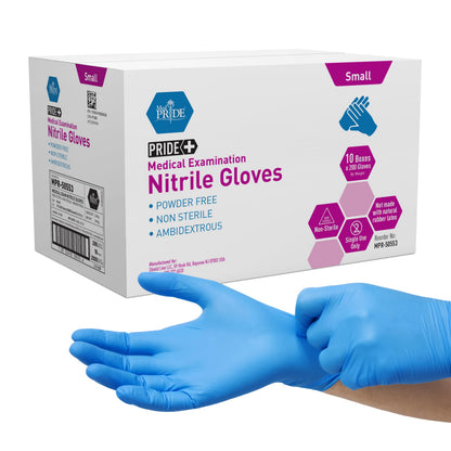 Medpride Medical Examination Nitrile Gloves| Medium Box of 200| Blue, Latex/Powder-Free, Non-Sterile Exam Gloves| Professional Grade for Hospitals, Law Enforcement, Tattoo Artists, First Response
