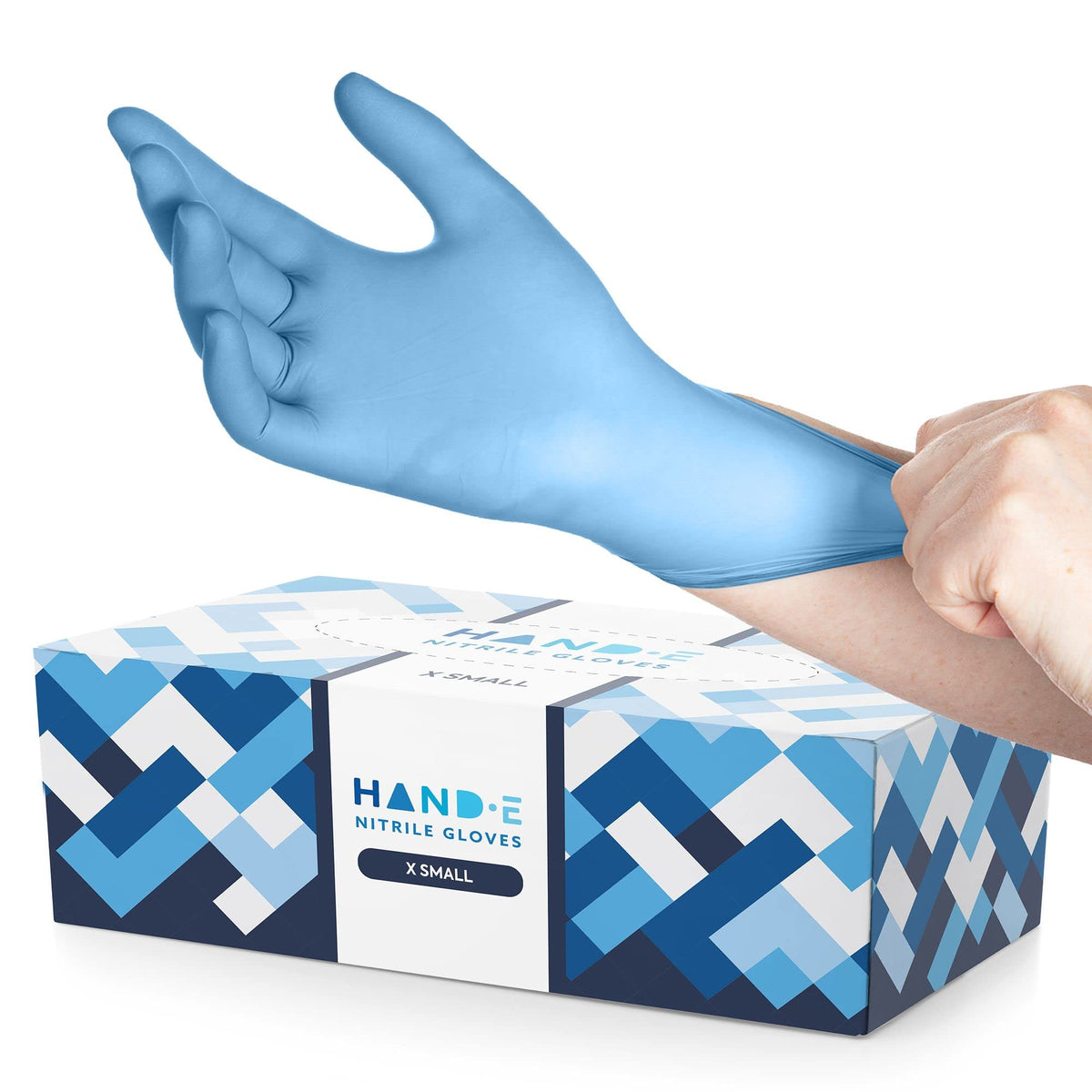 Hand-E Touch Blue Nitrile Disposable Gloves - Latex Free Medical Exam Gloves, Powder Free, Food Safe, Cooking