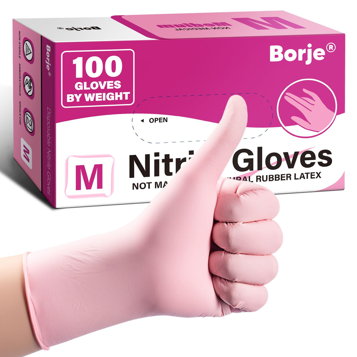 Borje Nitrile Gloves XL, 100 Count Disposable Gloves, Black, Latex-Free Powder-Free, Medical Exam, Food Safe, Cleaning, Cooking
