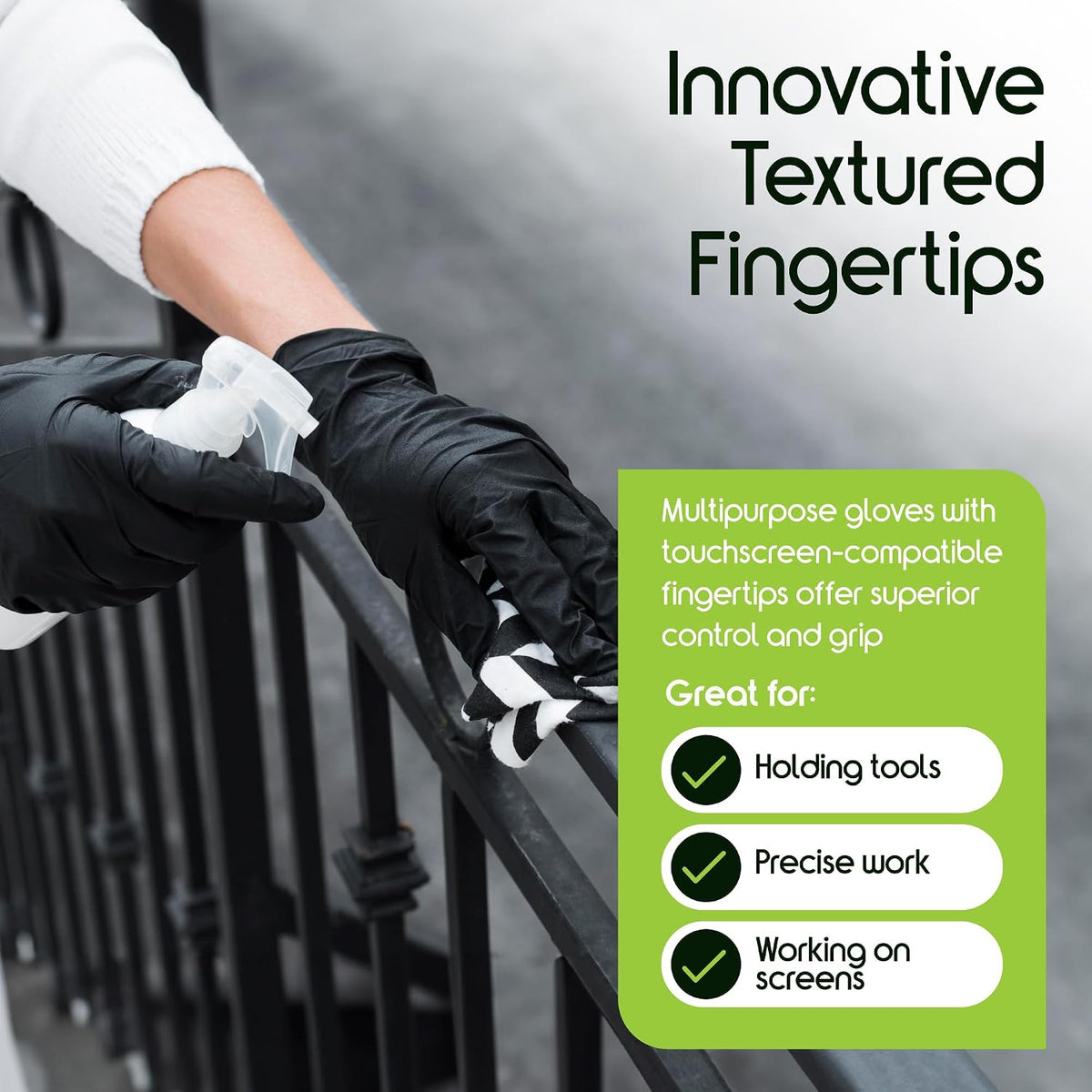 Inspire Black Nitrile Gloves | THE ORIGINAL Quality Black Gloves Disposable Latex Free | 4.5 Medical examination