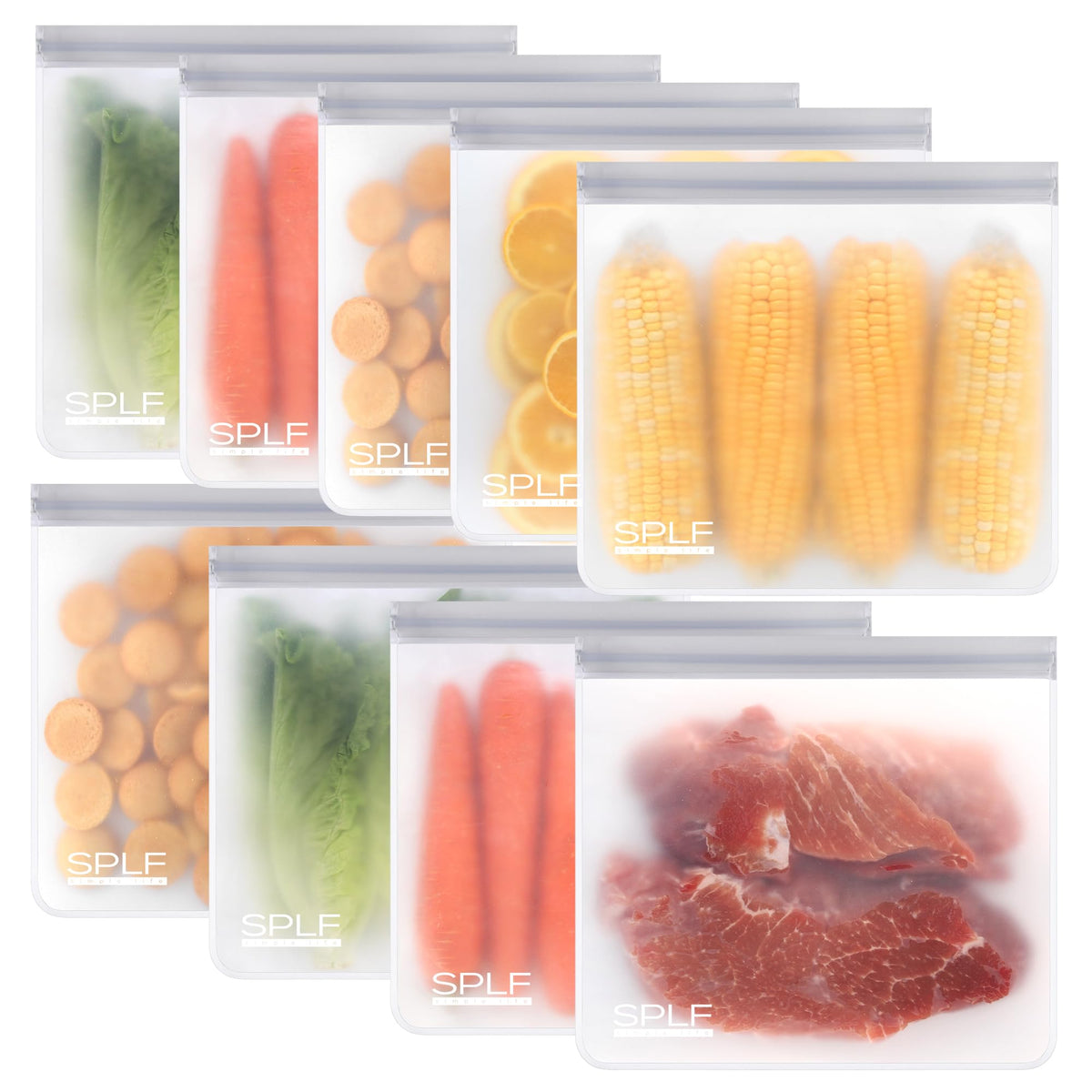 SPLF 6 Pack Reusable Gallon Freezer Bags Dishwasher Safe, Gray
