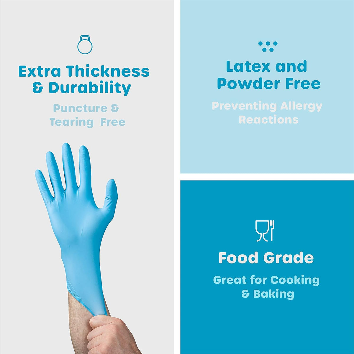 Comfy Package Synthetic Vinyl Blend Disposable Plastic Gloves Non-Sterile, Powder & Latex Free