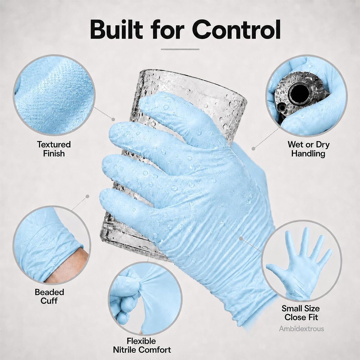 ForPro Disposable Nitrile Gloves, Chemical Resistant, Powder-Free, Latex-Free, Non-Sterile, Food Safe, 4 Mil