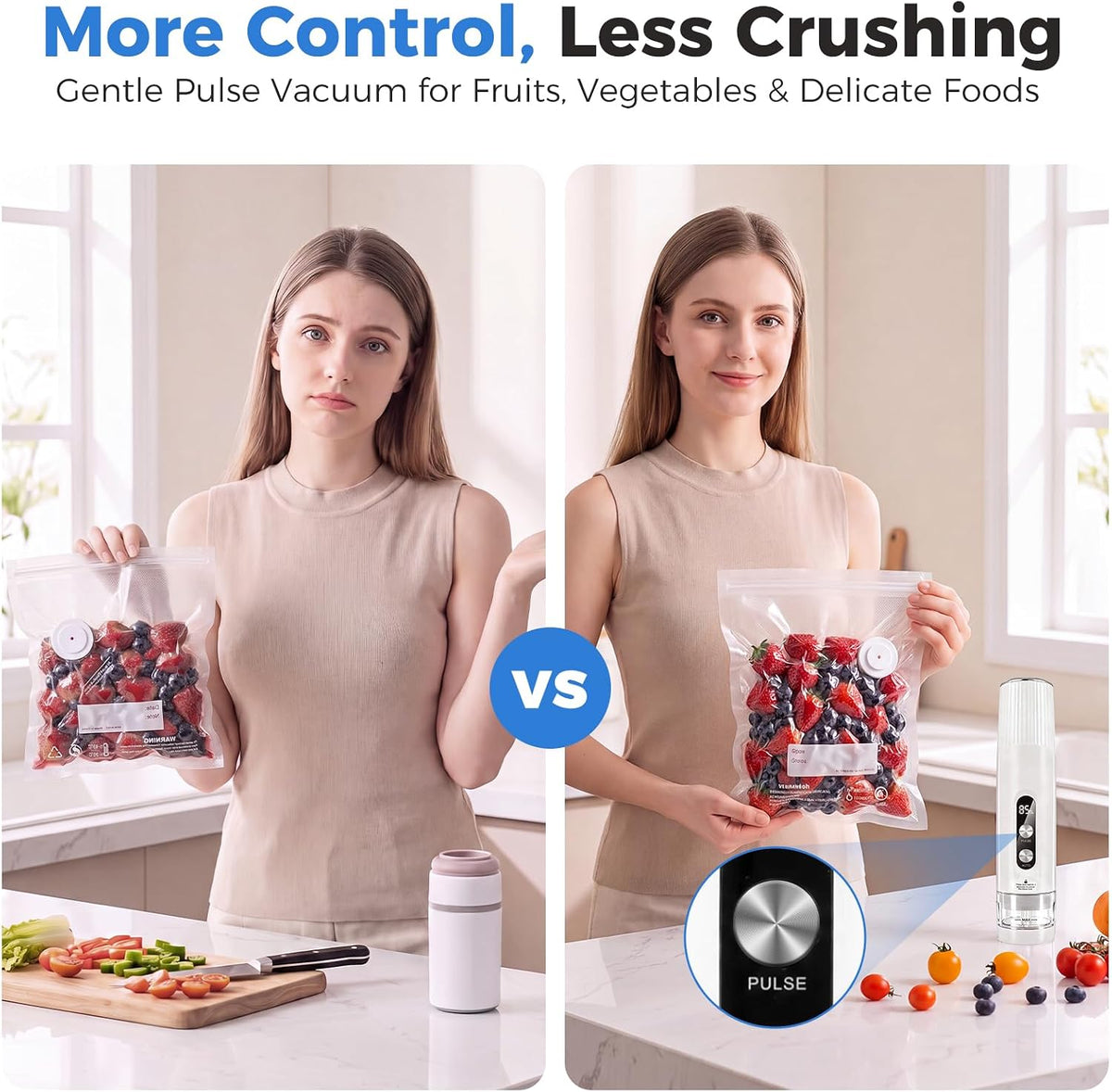 Compact Handheld Food Vacuum Sealer with 30 Reusable Vacuum Bags