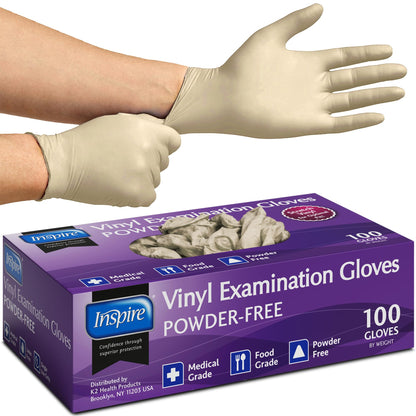 Inspire Stretch Vinyl Exam Gloves | THE ORIGINAL Quality Disposable Latex Free Medical Glove Cleaning Cooking Food Service Labs Healthcare and Household Extra Large, 1000 Count