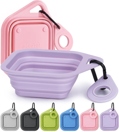 Pecute 2 Pack Collapsible Dog Bowls, Food-Grade Silicone, Blue & Green
