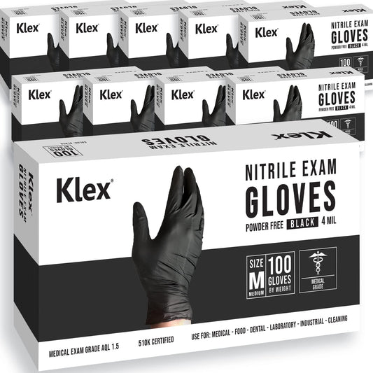 Klex Nitrile Exam Gloves - Medical Grade, Powder Free, Latex Rubber Free, Disposable, Food Safe