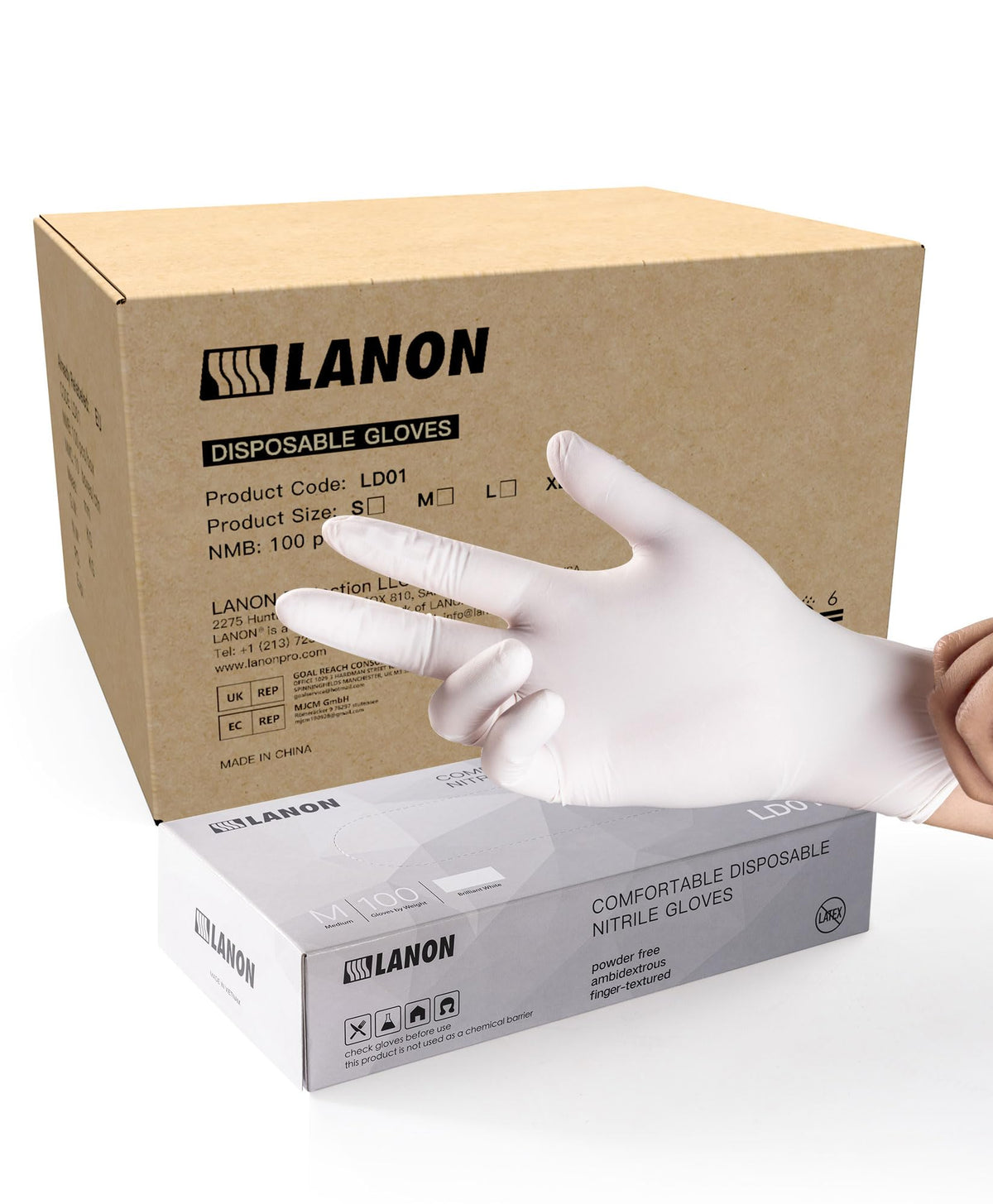 LANON Food Safe White Disposable Nitrile Gloves,Cooking Gloves,Small