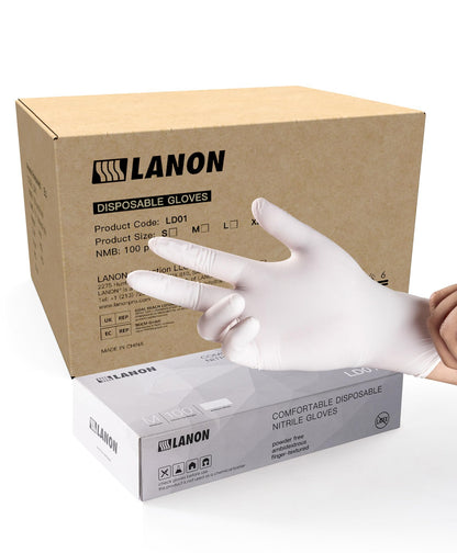 LANON Food Safe White Disposable Nitrile Gloves,Cooking Gloves,Small
