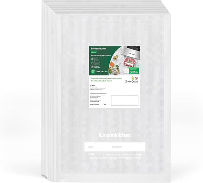 Bonsenkitchen Precut Vacuum Sealer Bags, 100 Gallon 11" x 16" Food Sealer