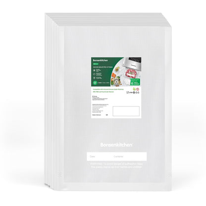 Bonsenkitchen Precut Vacuum Sealer Bags, 100 Gallon 11" x 16" Food Sealer