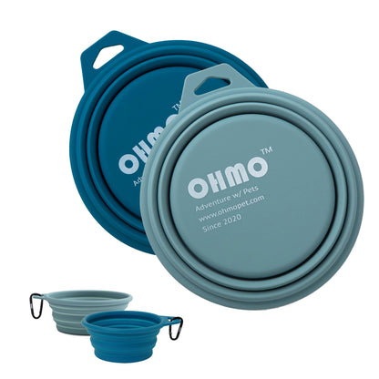 OHMO Large Collapsible Dog Bowls for Travel, 27oz, 2pcs, Camo&Sage Green