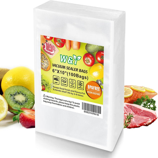 W&Y Vacuum Sealer Bags 6x10 Inch Pint 100 Count -Pre-Separated
