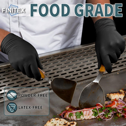 FINITEX Black Nitrile Disposable Gloves 5mil Medical Exam 100PCS,XL