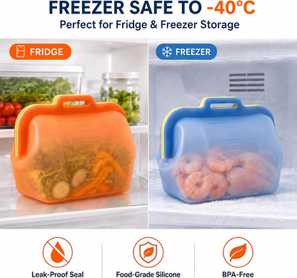 Magnetic Seal Reusable Silicone Food Storage Bag, 68 oz, NUZEAK