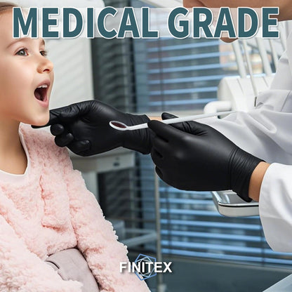 FINITEX Black Nitrile Disposable Gloves 5mil Medical Exam 100PCS,XL