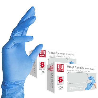 Jointown Basic Vinyl Exam Gloves, Latex-Free, Powder-Free, Disposable, Small, Case of 1,000, Blue