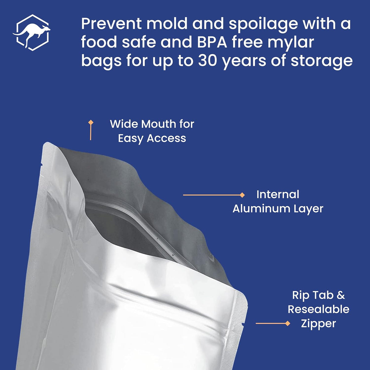 Wallaby 1-Pint Gusset 11 Mil Thick Mylar Bags, Zipper, Labels (50-Pack)