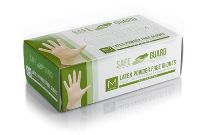 Safeguard unisex adult Latex Gloves, Box, Medium ,100 Count (Pack of 1)