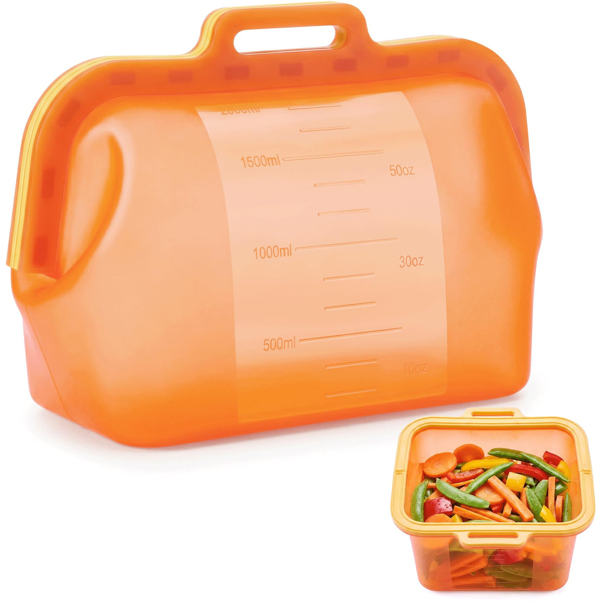Large Reusable Silicone Food Storage Bag, 68 oz/2 L, Magnetic Seal