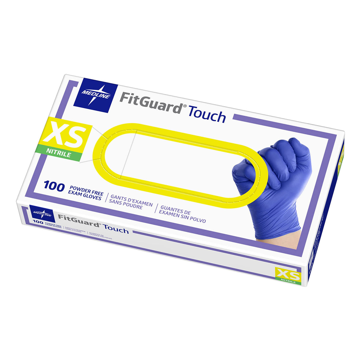 Medline FitGuard Touch Nitrile Exam Gloves, 100 Count, Medium, Powder Free, Disposable, Not Made with Natural Rubber Latex, Excellent Sense of Touch for Medical Tasks, Durable for Household Chores