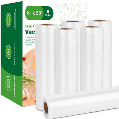 Vacuum Sealer Bags for Food Storage, 6 Rolls 11" x 20', Cut-to-Size Bags