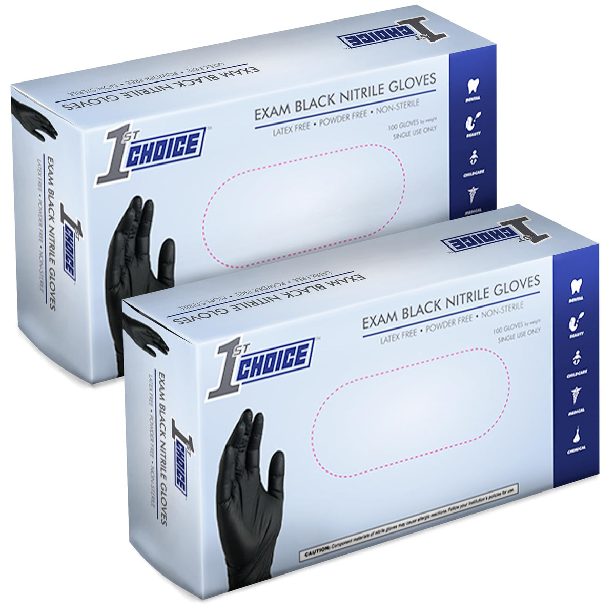 1st Choice Black 4 mil Nitrile Disposable Gloves Food Safe Medical Grade