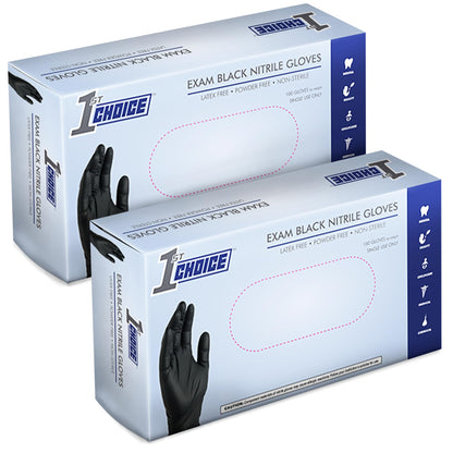 1st Choice Black 4 mil Nitrile Disposable Gloves Food Safe Medical Grade