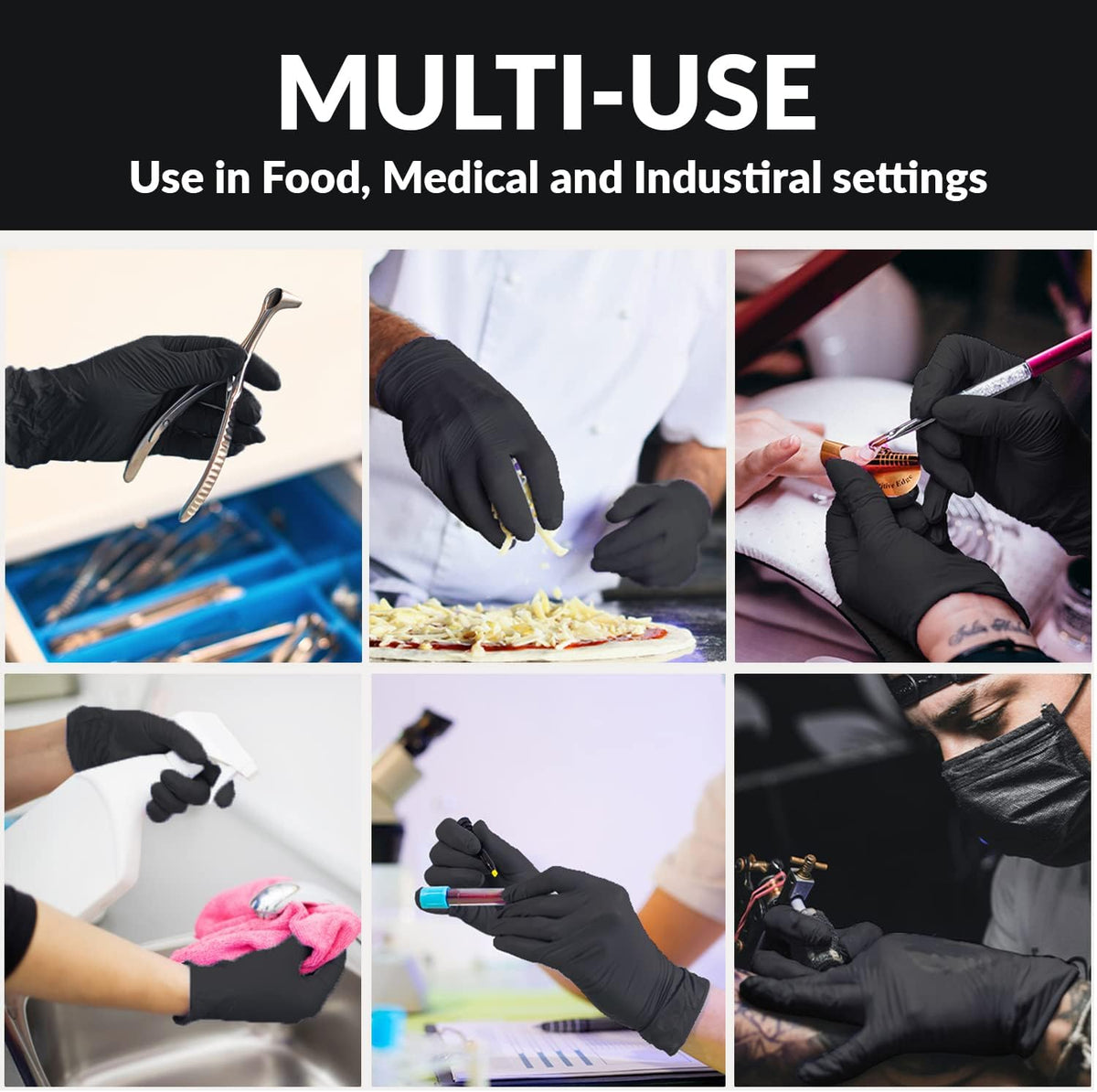Klex Nitrile Exam Gloves - Medical Grade, Powder Free, Latex Rubber Free, Disposable, Food Safe