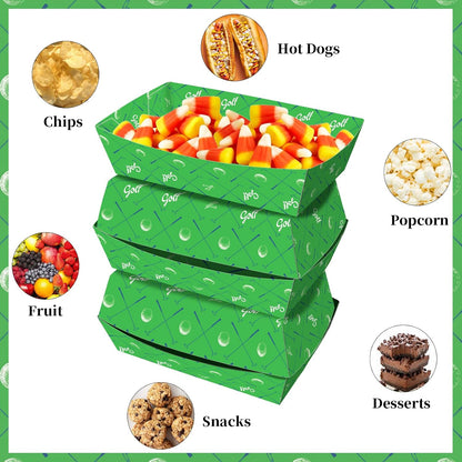 No Folding Required 100 Pack 2 Lb Golf Party Favors Large Golf Plates Paper Serving Trays Nachos Food Boats Disposable Bowls for Golf Birthday Party Decorations