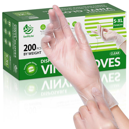 SWIFTLITE Disposable Vinyl Gloves, Food Safe