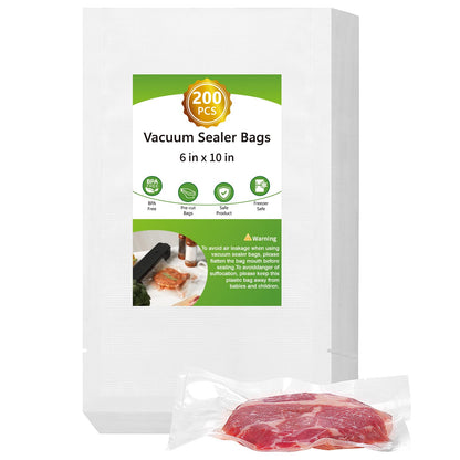 Vacuum Sealer Bags for Food Storage, 8" x 12" Vacuum Seal Bags, 200 Count