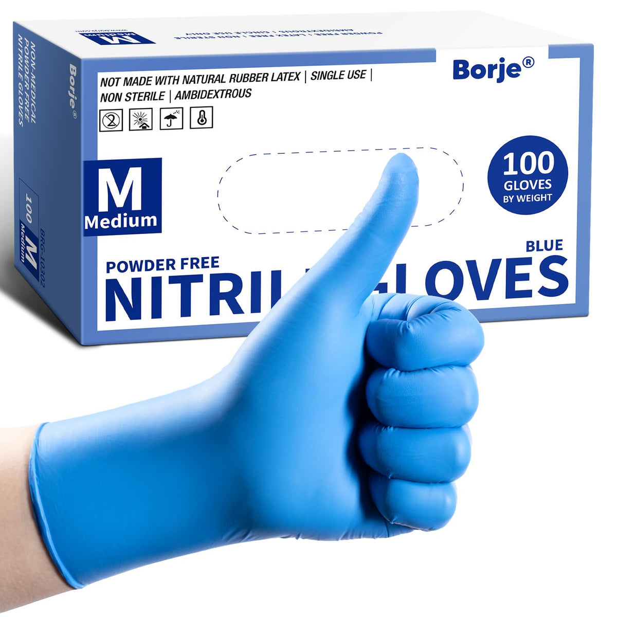 Borje Nitrile Gloves XL, 100 Count Disposable Gloves, Black, Latex-Free Powder-Free, Medical Exam, Food Safe, Cleaning, Cooking