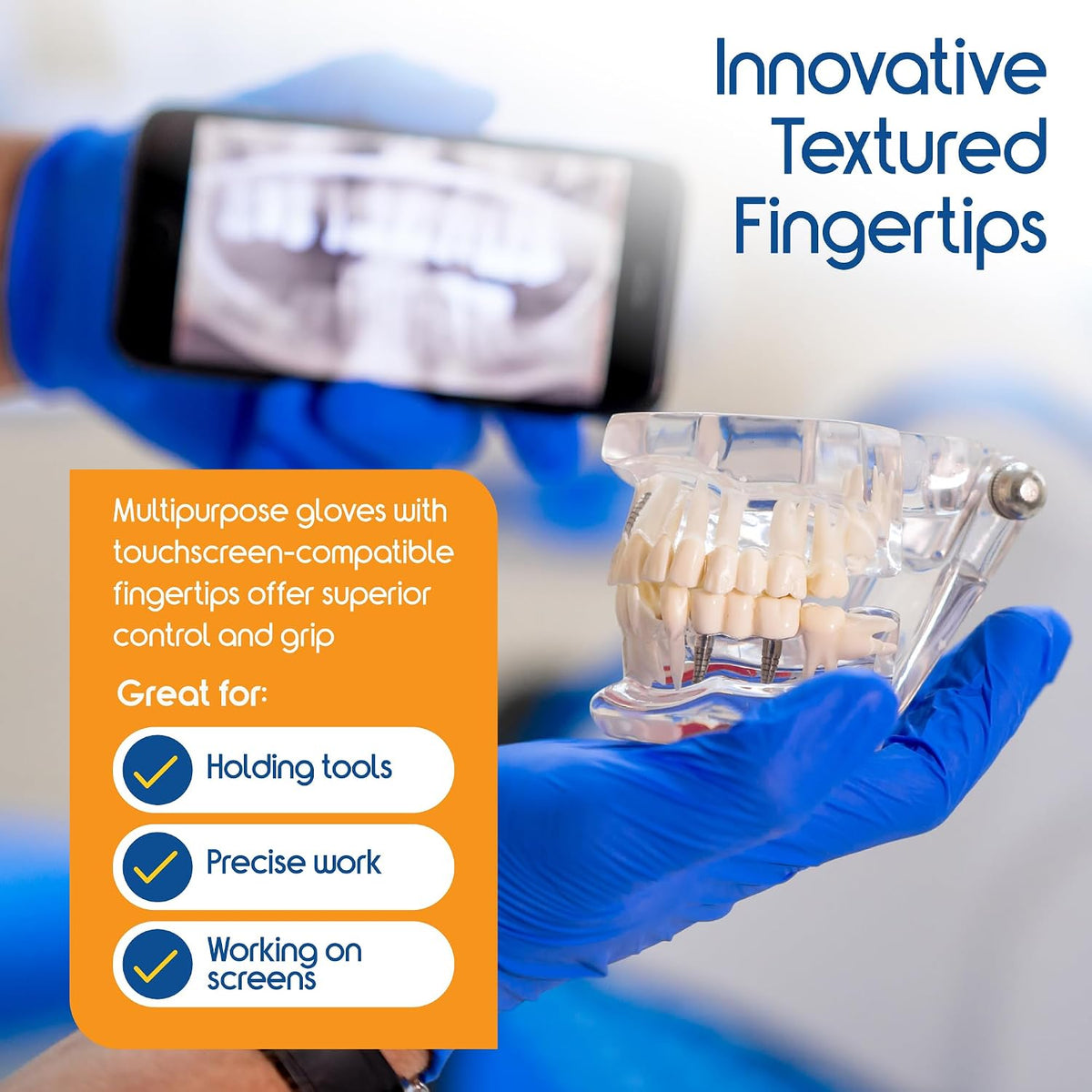 Inspire Cobalt Blue Nitrile Disposable Gloves | 4.5 Nitrile Safety Medical Exam Cooking Cleaning Disposable Gloves