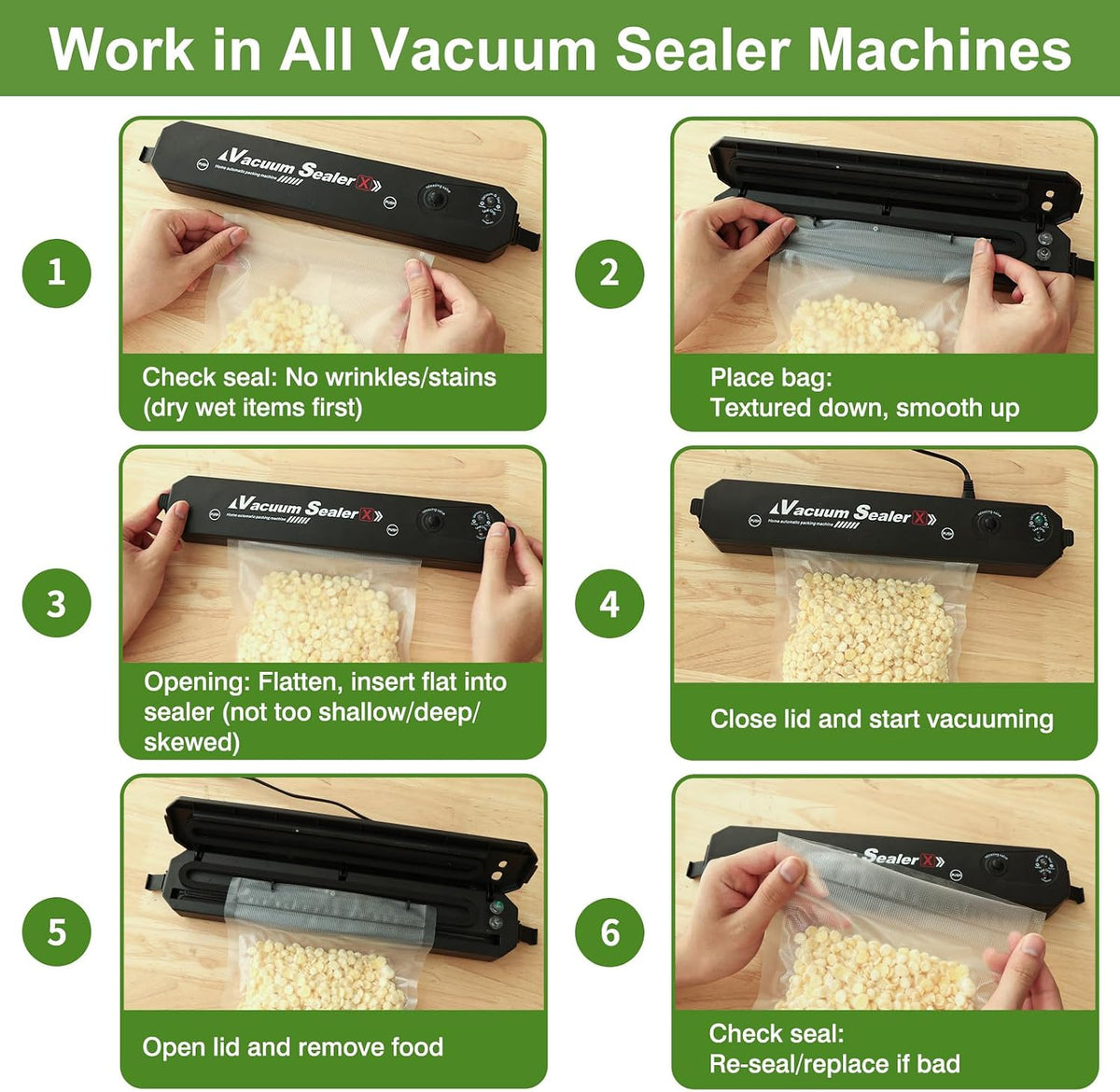 Vacuum Sealer Bags for Food Storage, 8" x 12" Vacuum Seal Bags, 200 Count