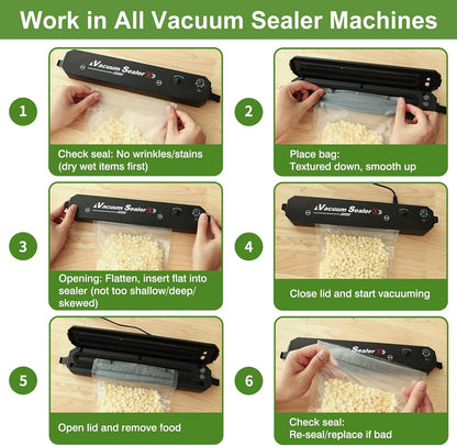 Vacuum Sealer Bags for Food Storage, 8" x 12" Vacuum Seal Bags, 200 Count
