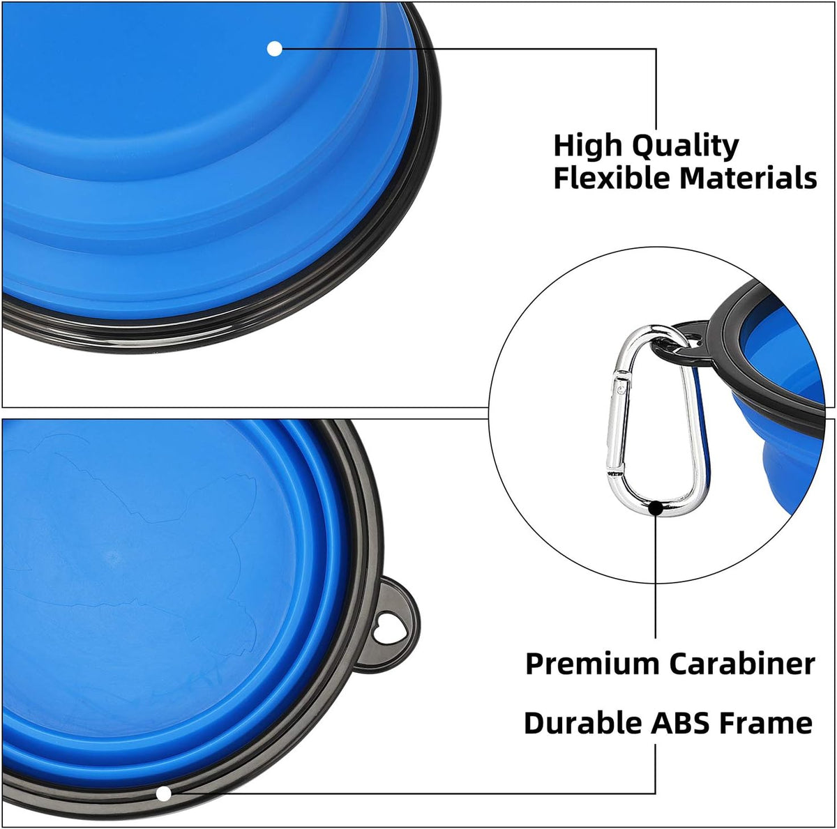Kytely Large Collapsible Dog Bowls 2 Pack, 34oz Foldable Dog Travel Bowl