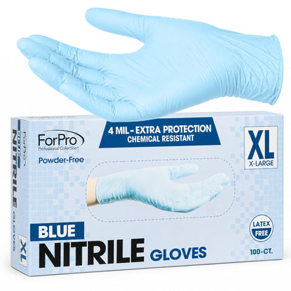 ForPro Disposable Nitrile Gloves, Chemical Resistant, Powder-Free, Latex-Free, Non-Sterile, Food Safe, 4 Mil