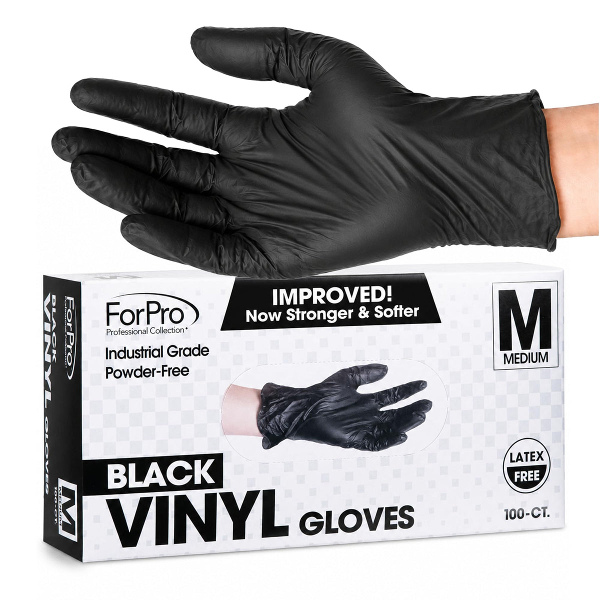 ForPro Disposable Vinyl Gloves, 3.9 Mil, Powder & Latex-Free, Food Safe