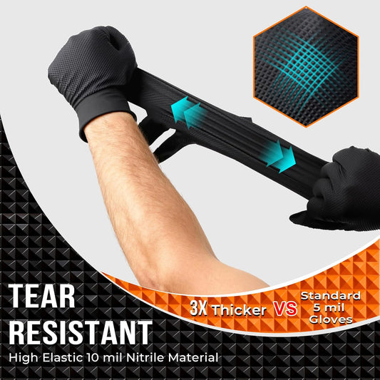ANBOSON 10 Mil Heavy Duty Diamond Texture Nitrile Gloves, X-Large, 100 Ct