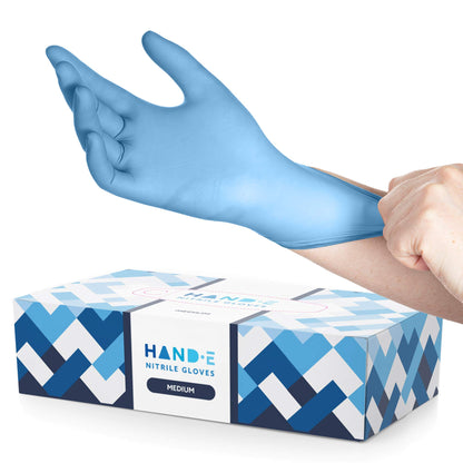 Hand-E Touch Blue Nitrile Disposable Gloves - Latex Free Medical Exam Gloves, Powder Free, Food Safe, Cooking