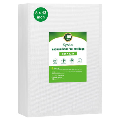 Syntus 100 Pcs Vacuum Sealer Bags for Food, 8x12+11x16, BPA Free