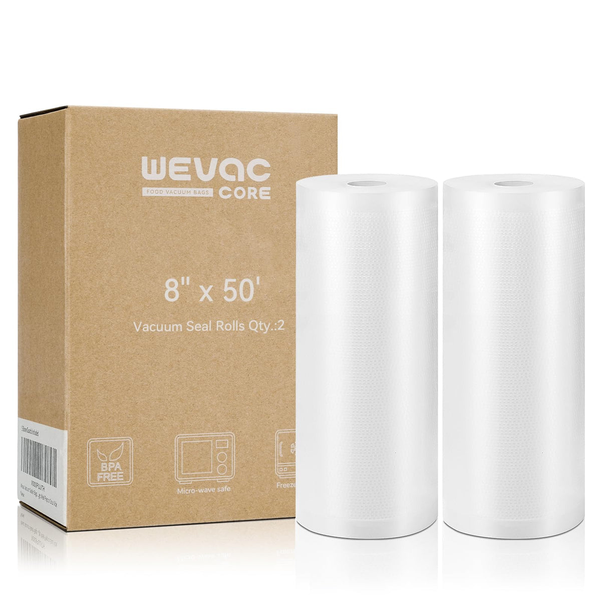 Wevac Vacuum Sealer Bags for Food 8x50 2 Rolls, Fit Food Saver Machines