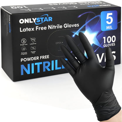 Food Grade 5 Mil Disposable Nitrile Gloves Large, 100Pcs