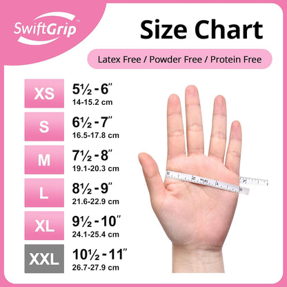 SwiftGrip Pink Nitrile Gloves, 3-mil, Industrial Gloves Disposable Latex Free, for Cleaning & Esthetician, Rubber Powder-Free, 100-ct Box (Medium)