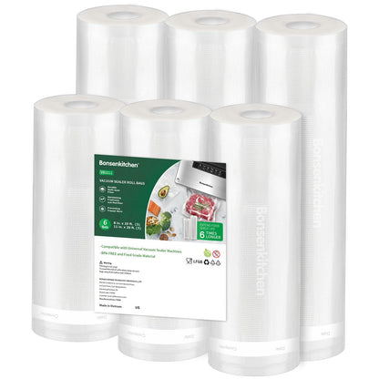 Bonsenkitchen Vacuum Sealer Bags, 8" x 50' Rolls 2 pack for Food Storage