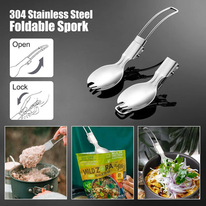 Odoland Camping Collapsible Silicone Cup and Bowl Set, Portable Mess Kit